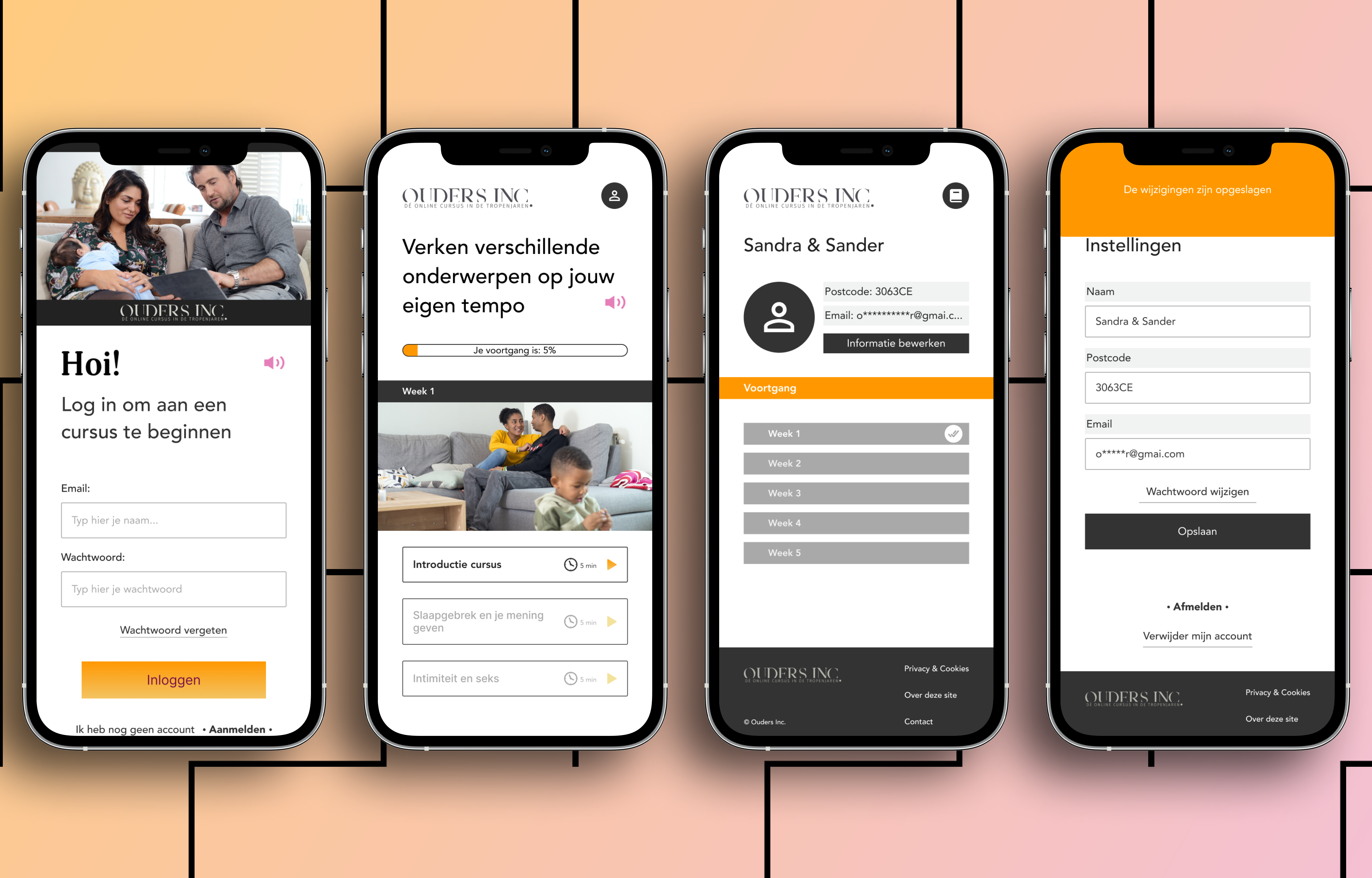 Preview of parenting platform web app
