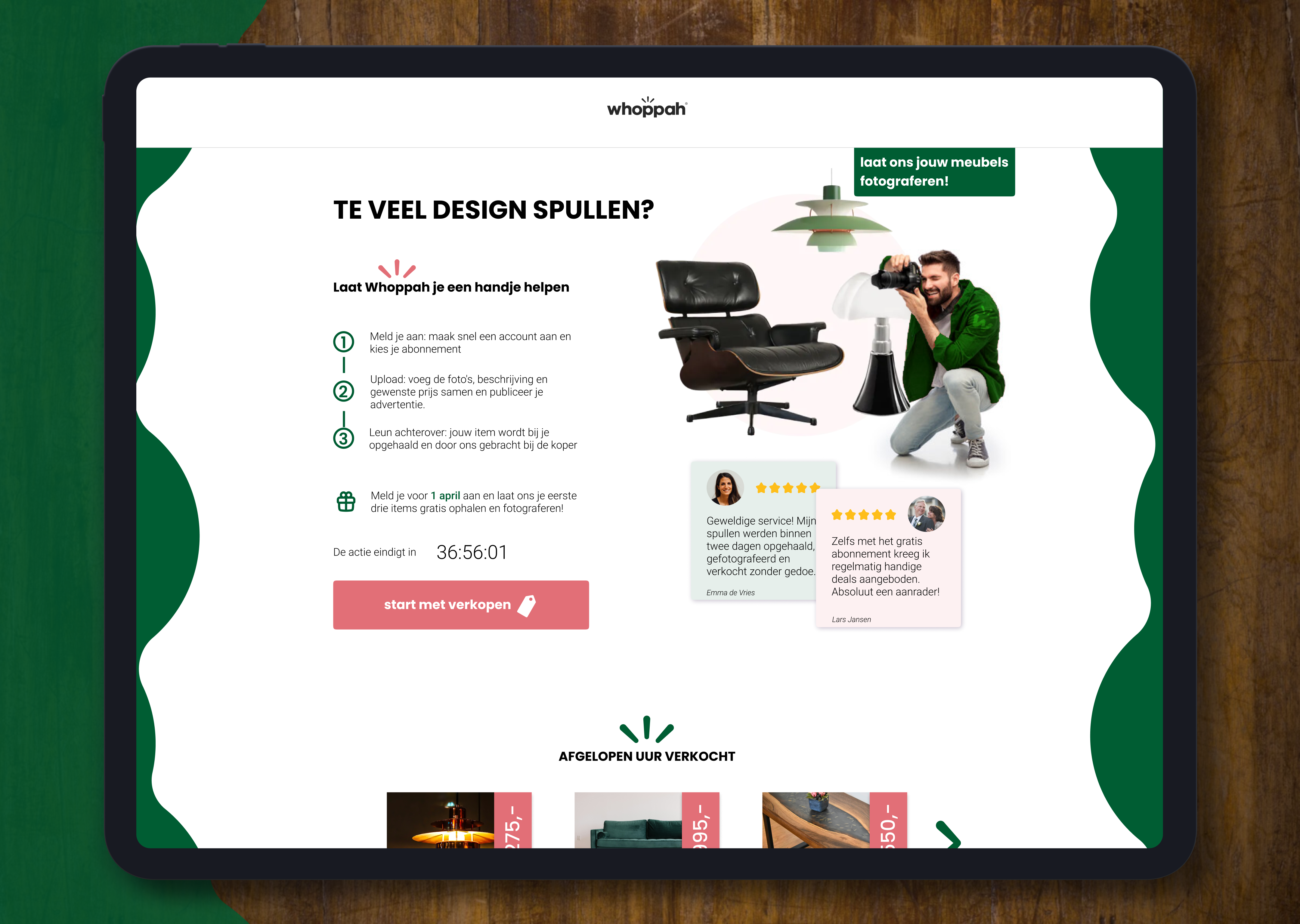 Preview of Whoppah landing page